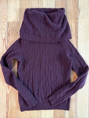 Vintage Ralph Lauren Burgundy Black Label Cashmere Cable Turtleneck Sweater M